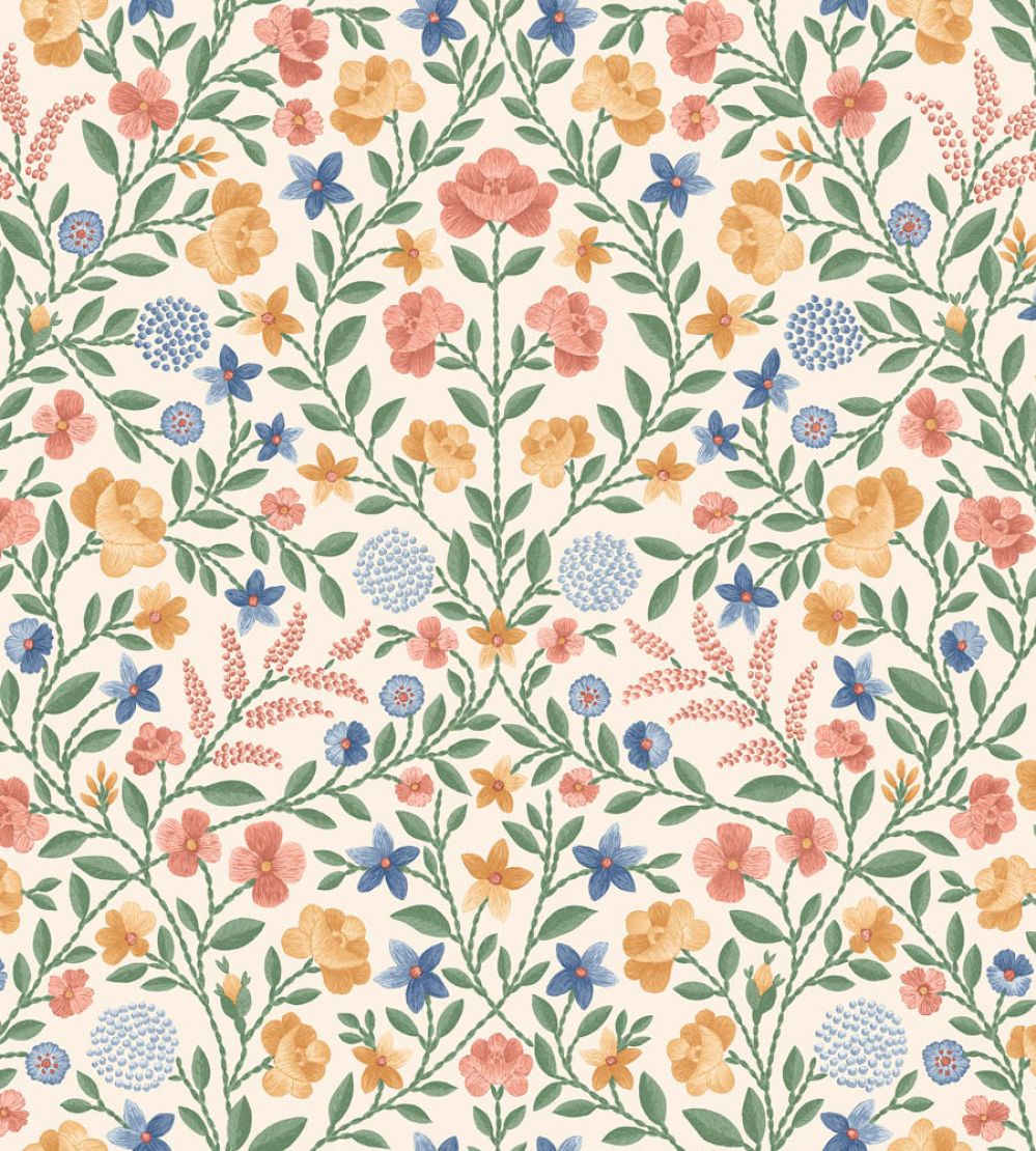 Court Embroidery Wallpaper by Cole & Son Coral