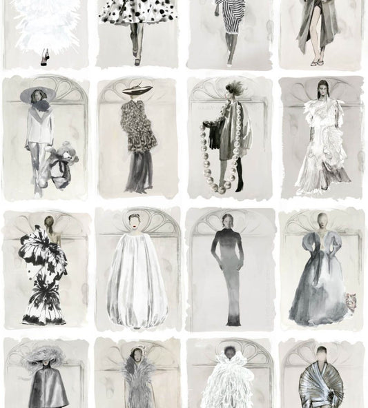 Couture Carousel Pearl With Windows Wallpaper by Cole & Son Monochrome Pearl