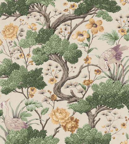 Crane Bird Wallpaper by Woodchip & Magnolia Buttercup Yellow/Cream