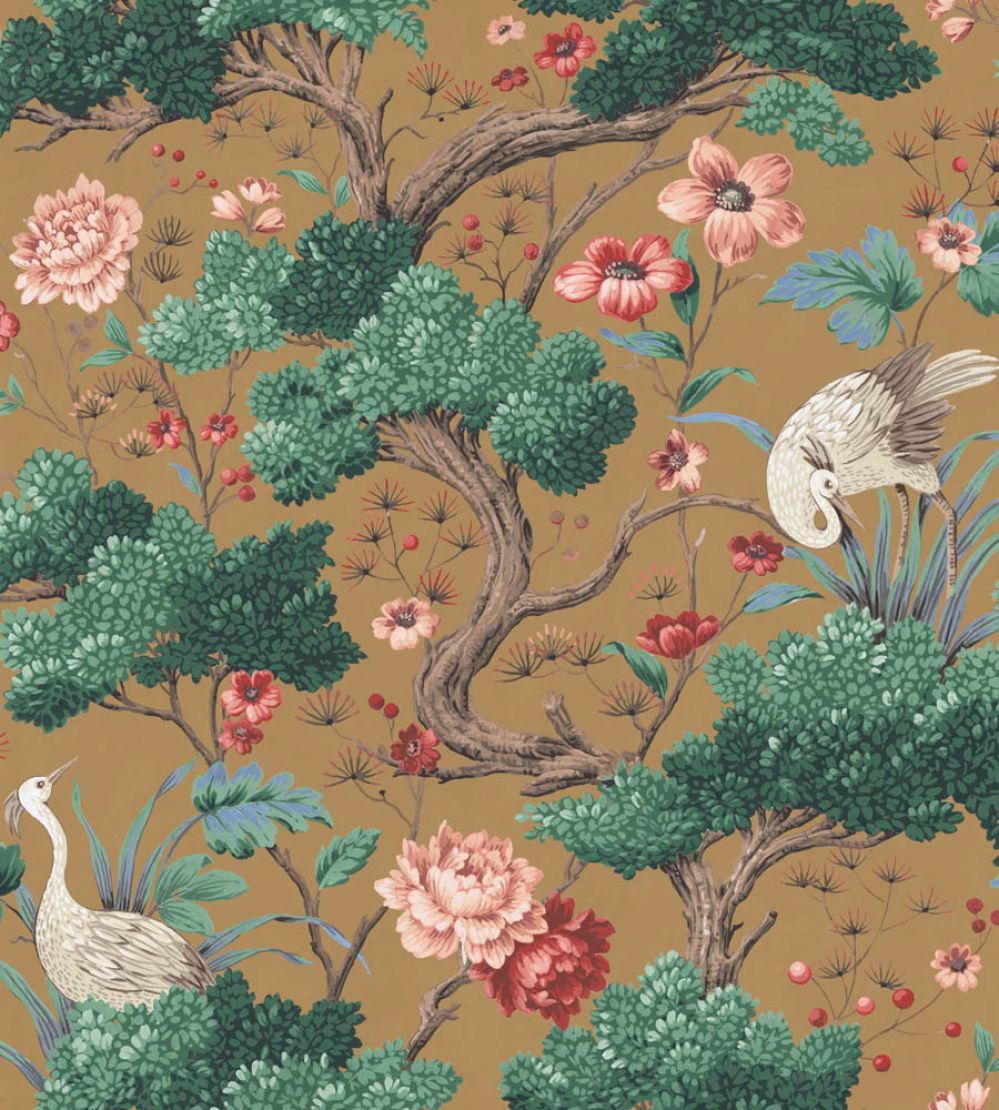 Crane Bird Wallpaper by Woodchip & Magnolia Mustard