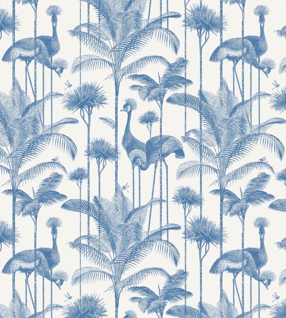 Crane Fonda Wallpaper by Divine Savages Ecru Blue