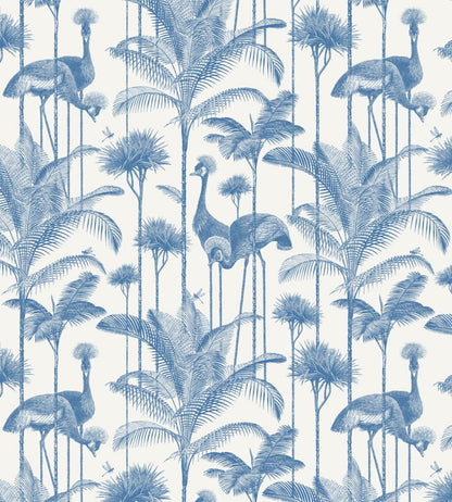 Crane Fonda Wallpaper by Divine Savages Ecru Blue