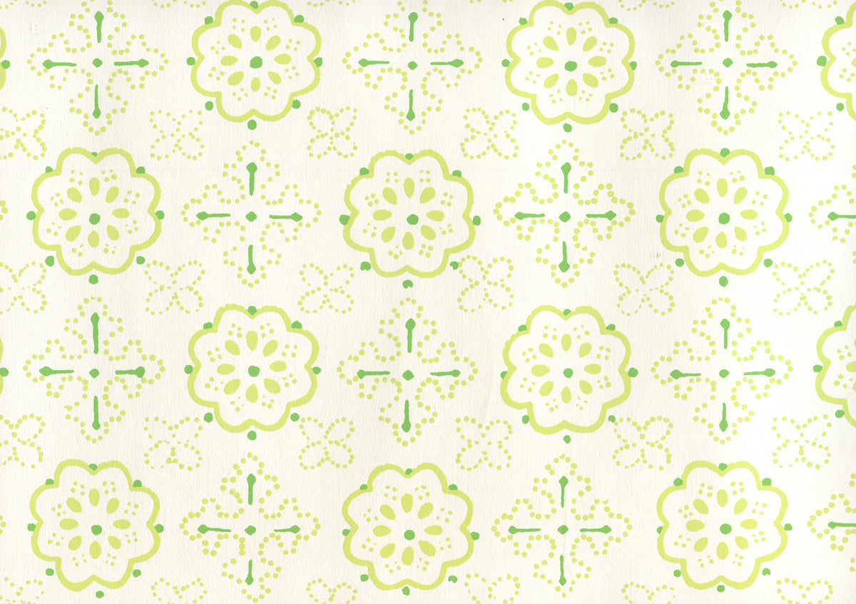 Crawford Multi Greens on Almost White wallpaper by Quadrille