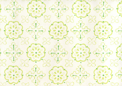 Crawford Multi Greens on Almost White wallpaper by Quadrille