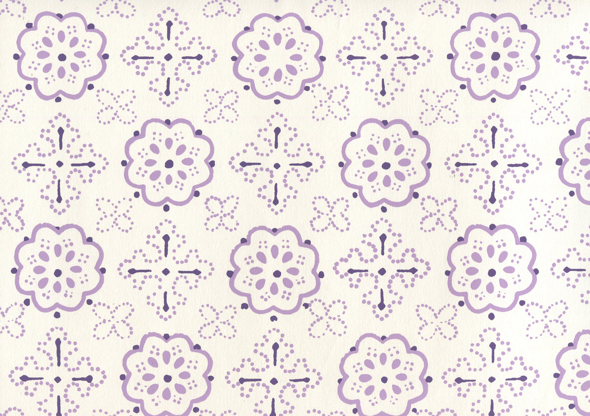 Crawford Multi Purples on Almost White wallpaper by Quadrille