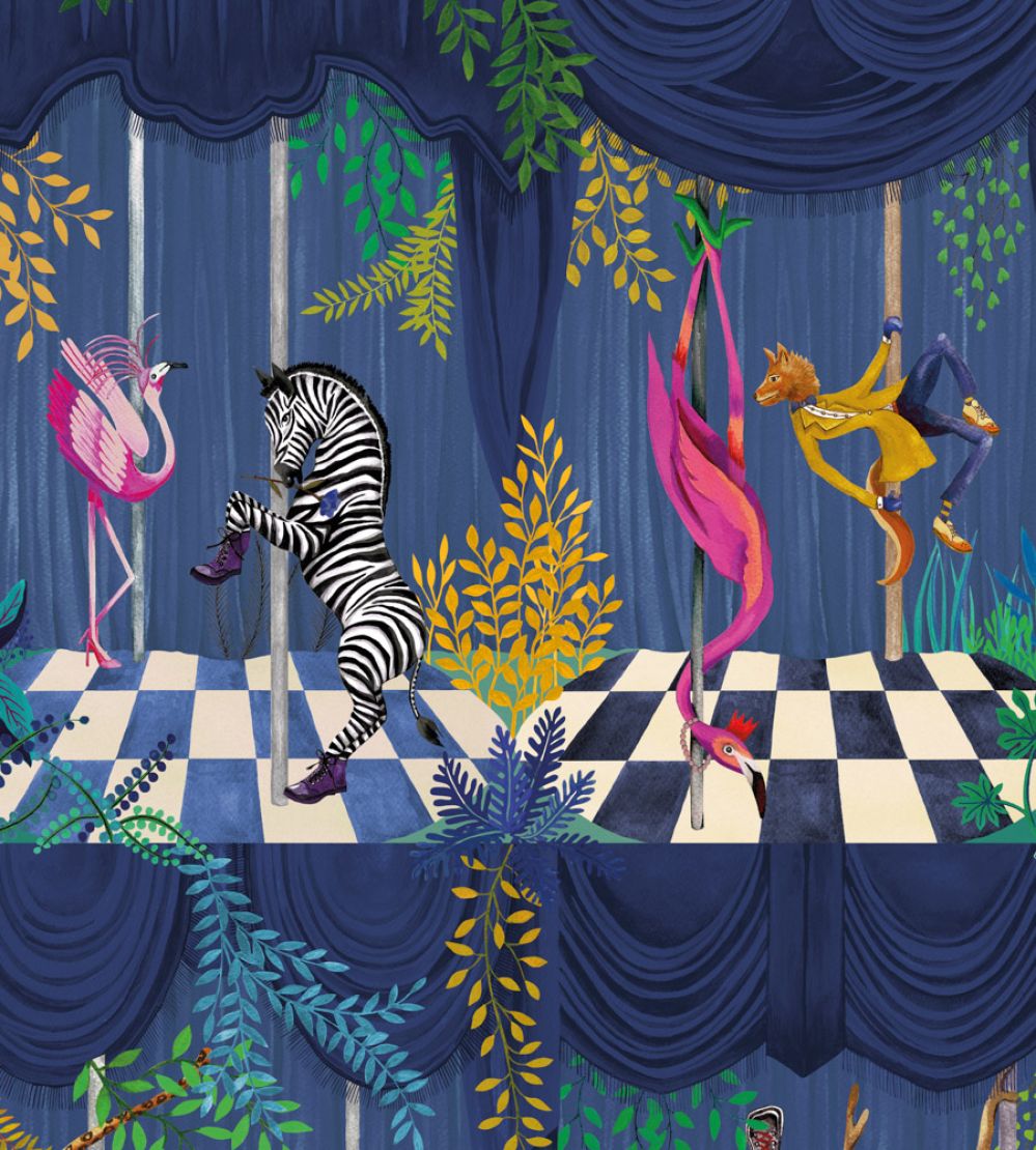 Creature Club Wallpaper by Brand McKenzie Blue Velvet