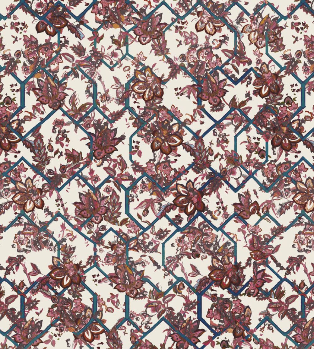 Creeping Trellis Fabric by Parker & Jules Wedwood Red