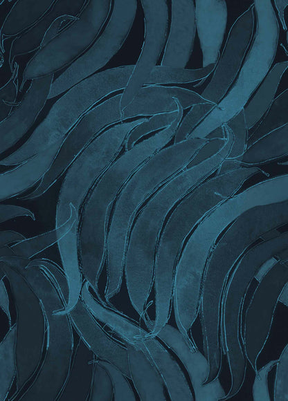 Crop Fossils wallpaper by Coordonné in Sapphire, flat pattern view