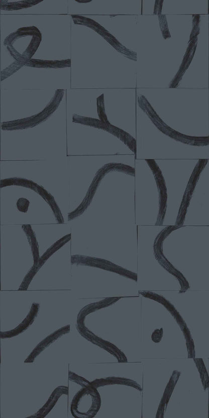 Cubic Routes wallpaper by Coordonné in Antracite, flat pattern view