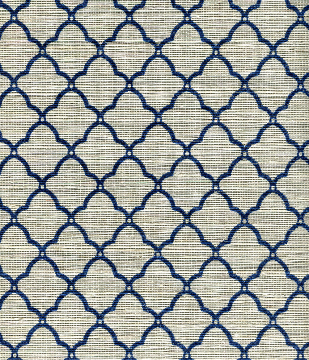 Cumberland One Color Navy on Silver Grasscloth wallpaper by China Seas