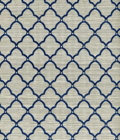 Cumberland One Color Navy on Silver Grasscloth wallpaper by China Seas
