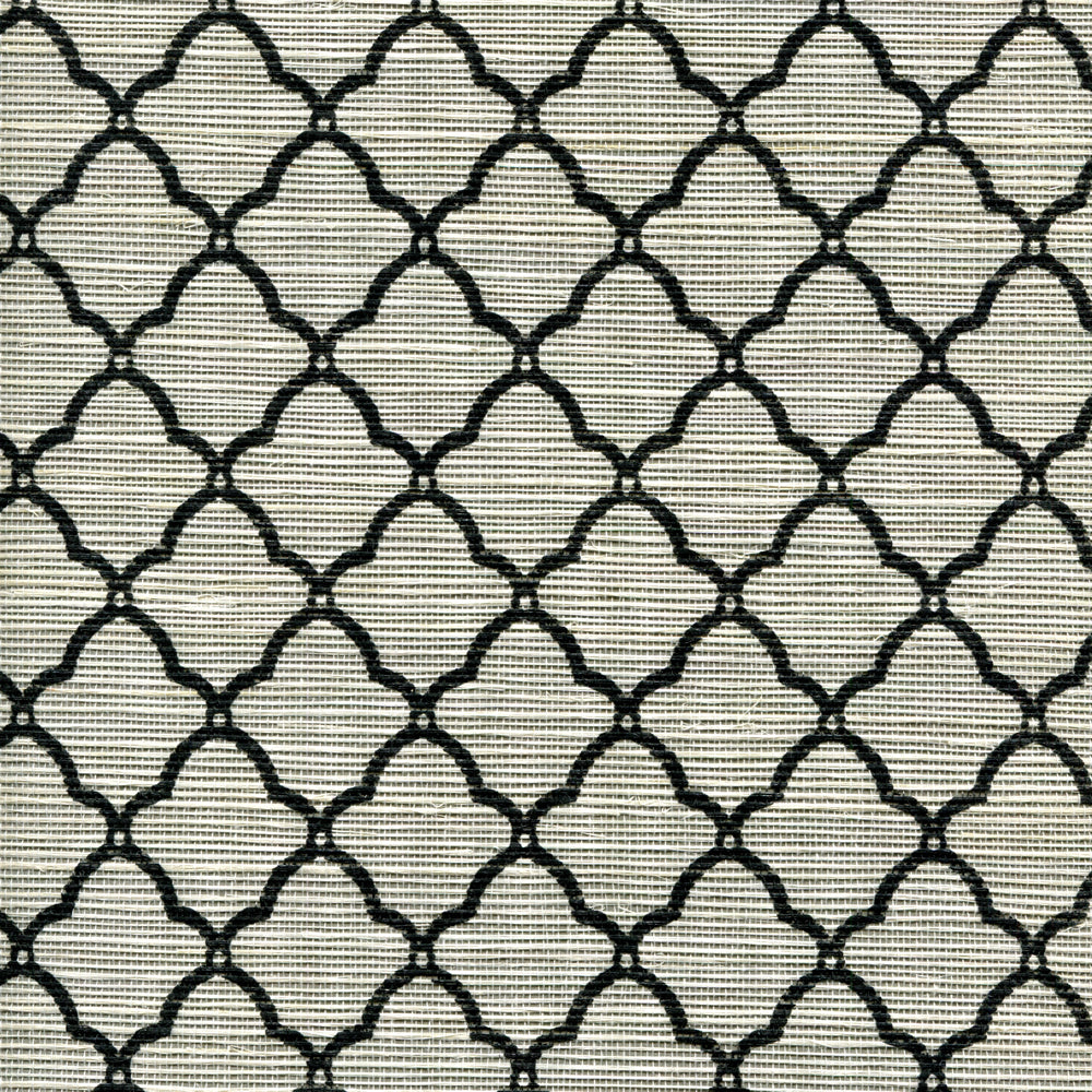 Cumberland One Color Black on Silver Grasscloth wallpaper by China Seas