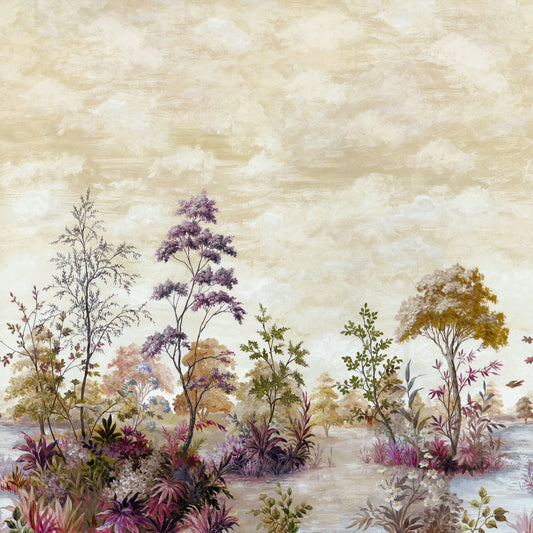 Cumbria Mural by Anna French in Eggplant on Pearl (ATM16153)