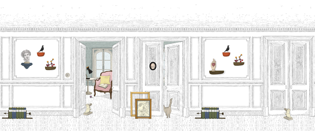 Curious Black & White mural by Bien Fait