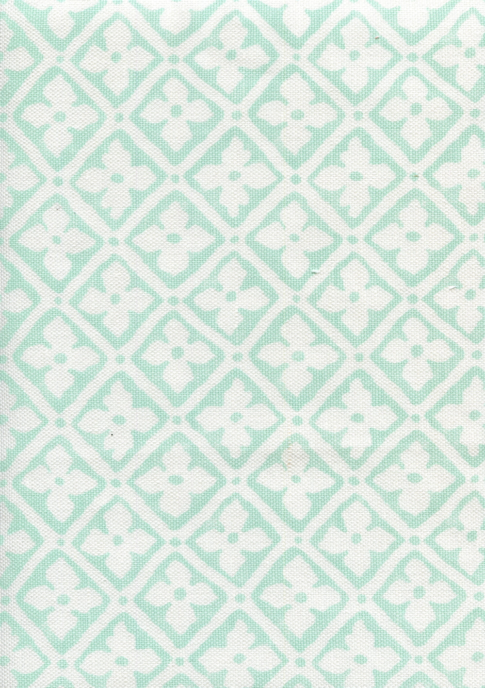 Puccini Custom Aqua on White Linen Cotton fabric by Quadrille