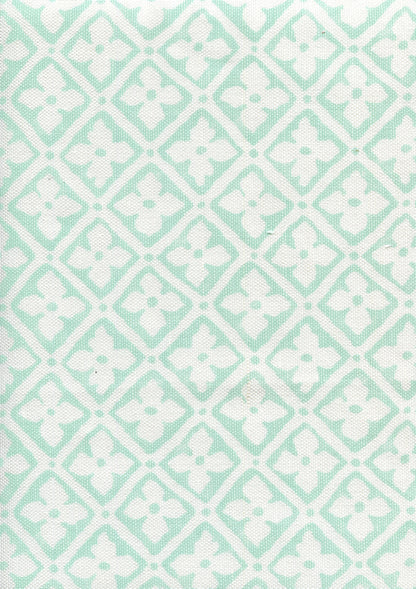 Puccini Custom Aqua on White Linen Cotton fabric by Quadrille