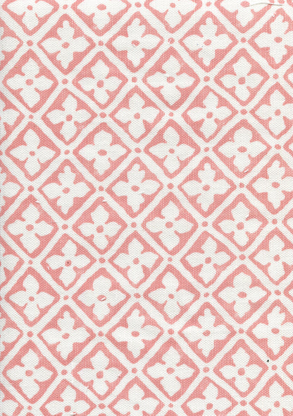Puccini Custom Peach on White Linen Cotton fabric by Quadrille
