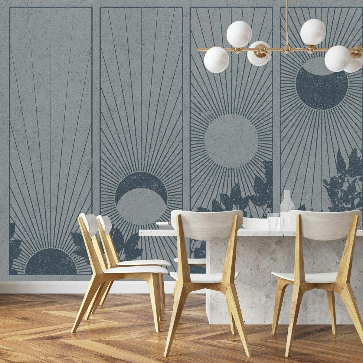 Da Lat mural by Coordonné in Blue, shown in a styled room