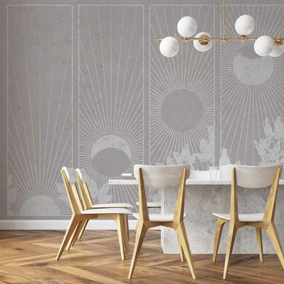 Da Lat mural by Coordonné in Grey, shown in a styled room