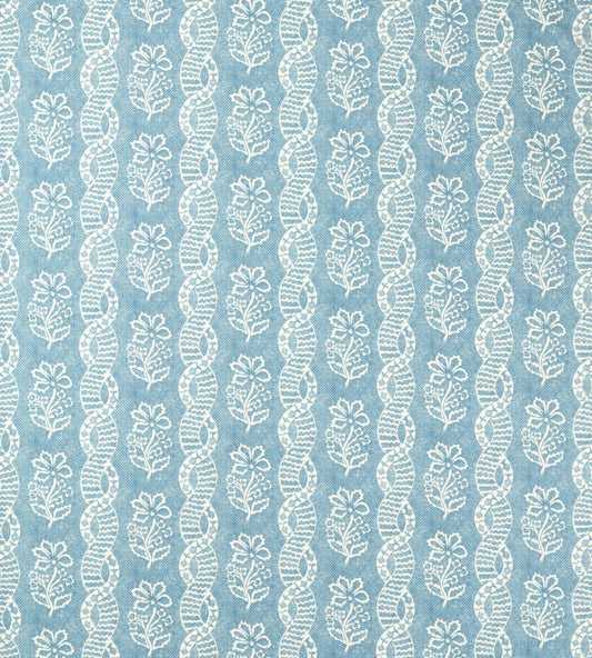 Dabu Stripe Fabric by Zoffany Wedgwood Blue