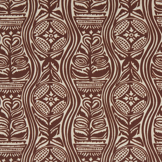 Dacha Printed Linen Fabric by Volga Linen in Tobacco/Natural