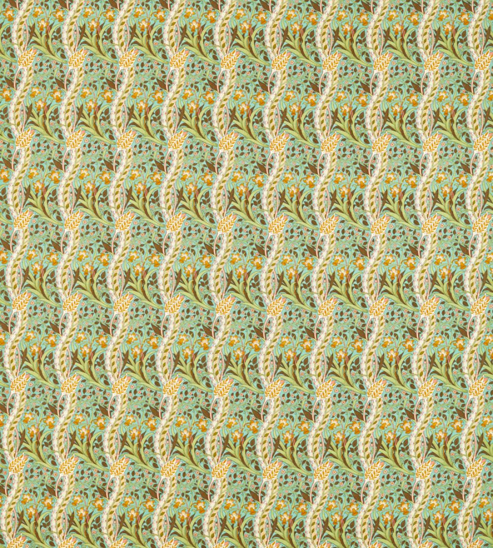 Daffodil Fabric by Morris & Co Cove Blue/Chocolate