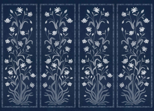Daffodils mural by Coordonné in Galaxy, flat pattern view