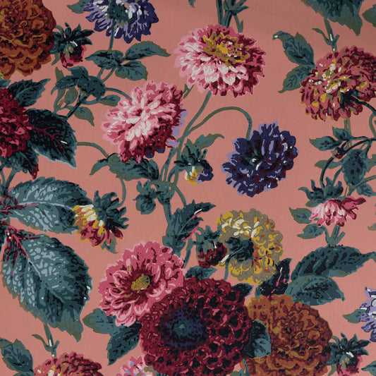 Dahlias Wallpaper by Flora Soames in Toscana