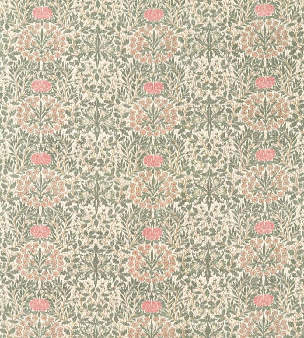 Daisy & Oak Warp Print Fabric by Morris & Co Forest/Rose