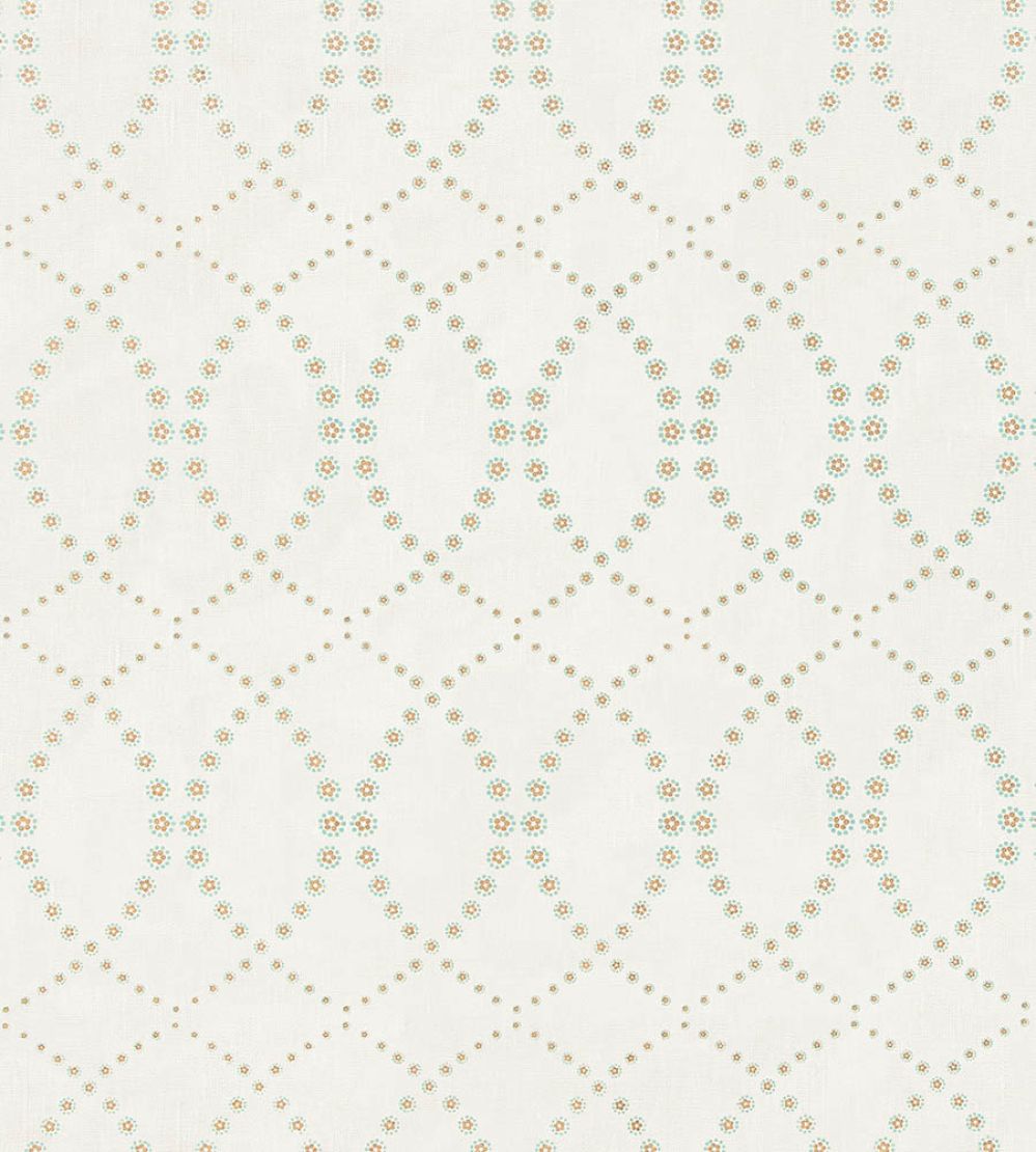 Daisy Chain Fabric by Vanderhurd Aquamarine/Moonstone