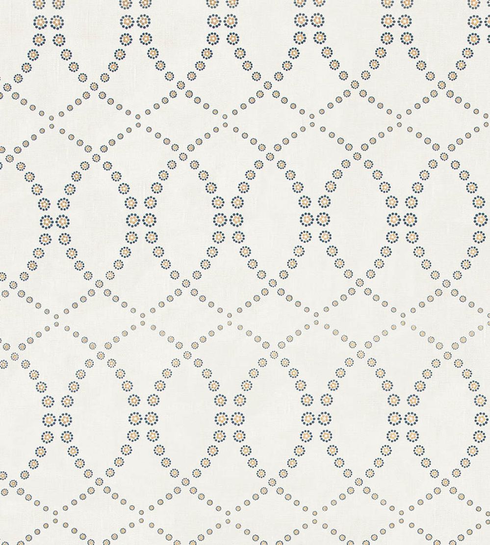 Daisy Chain Fabric by Vanderhurd Indigo/Moonstone