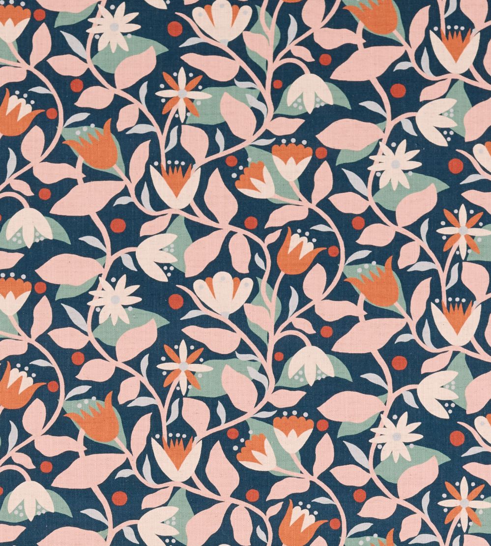 Dancing Daisies Print Fabric by Scion Midnight