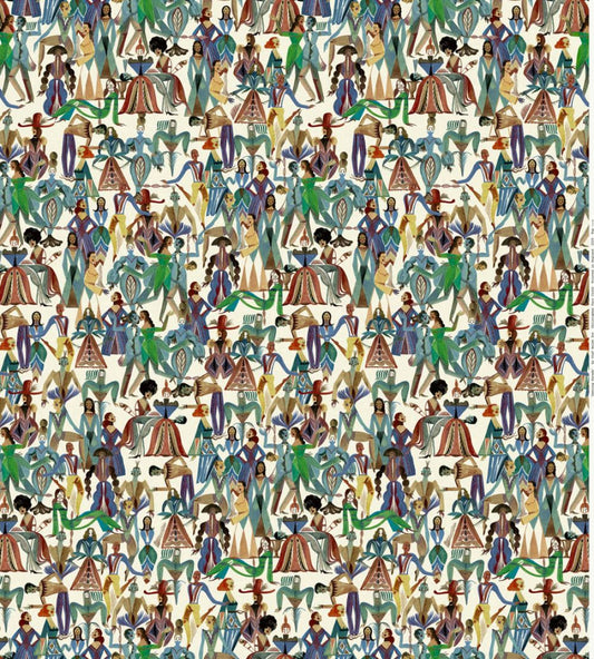 Dancing Parade Wallpaper by Christopher Farr Cloth Cobalt