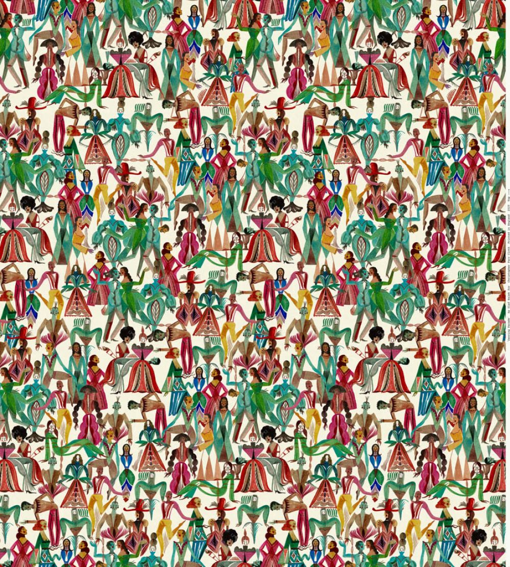 Dancing Parade Wallpaper by Christopher Farr Cloth Fuchsia