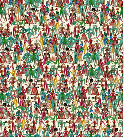 Dancing Parade Wallpaper by Christopher Farr Cloth Fuchsia