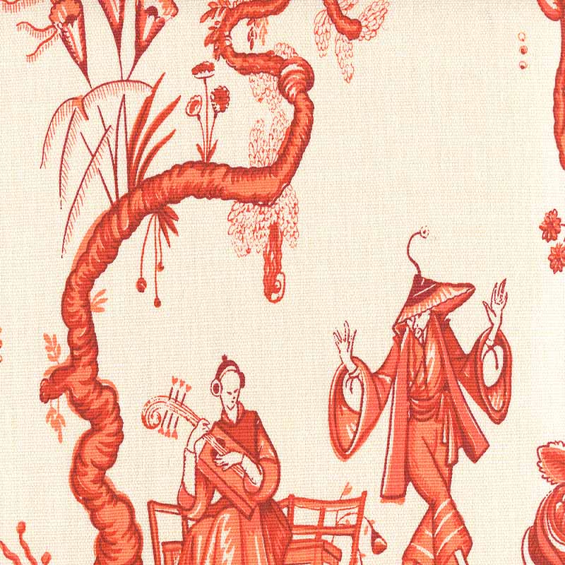 Danse Chinois Rust Merlot Orange fabric by Quadrille