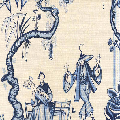 Danse Chinois Navy French Light Blue fabric by Quadrille
