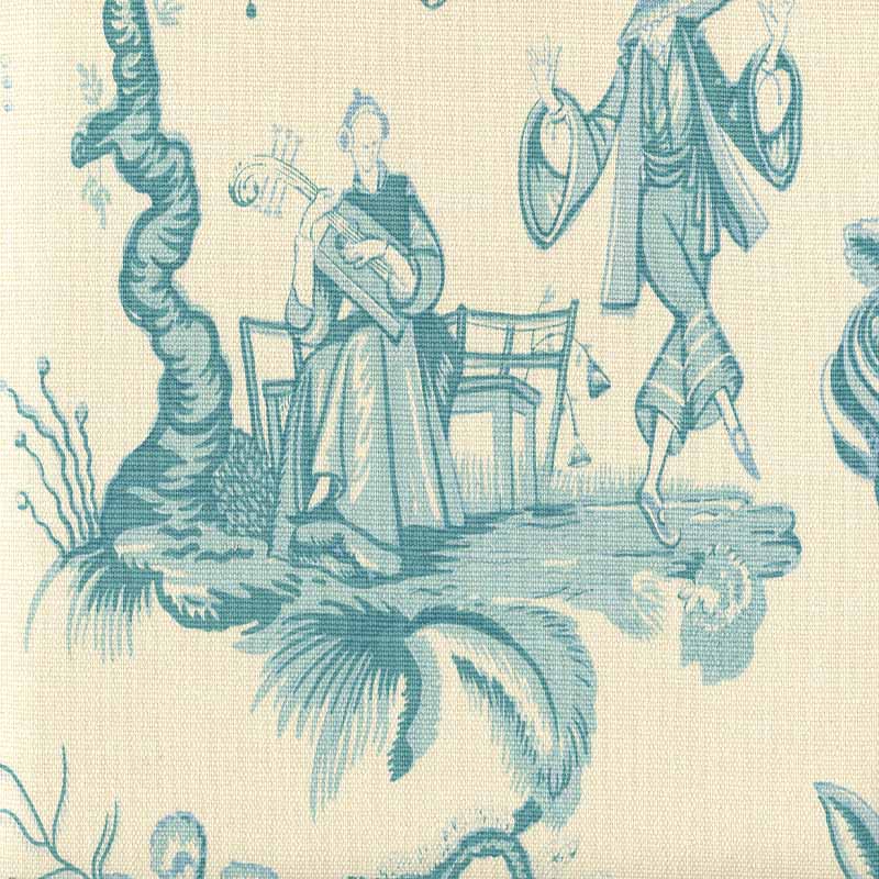 Danse Chinois Turquoise Dark Turquoise fabric by Quadrille