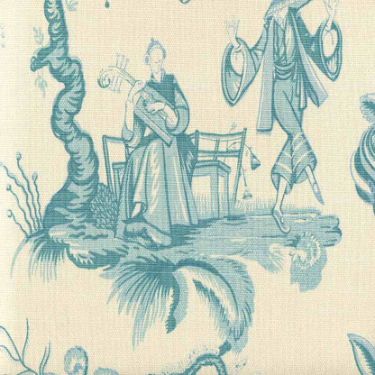 Danse Chinois Turquoise Dark Turquoise fabric by Quadrille