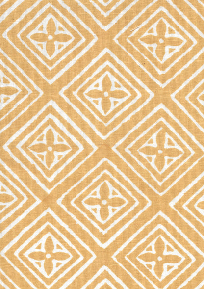 Fiorentina Dark Yellow on White fabric by China Seas
