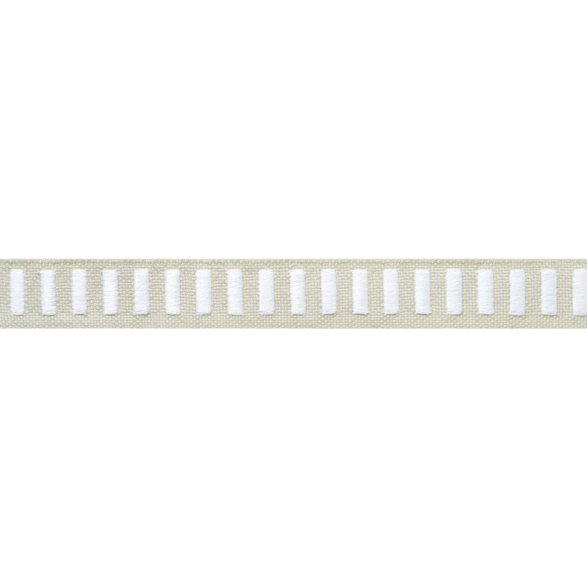 Dash Tape Trim by Thibaut in White on Linen (E12135)