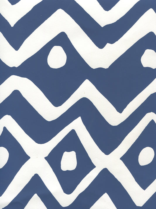 Deauville Navy on White wallpaper by Alan Campbell
