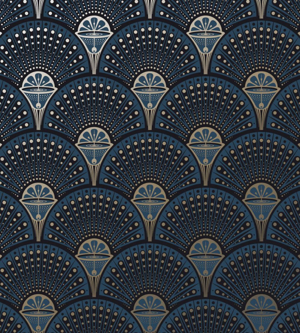 Deco Martini Wallpaper by Divine Savages Midnight Gold