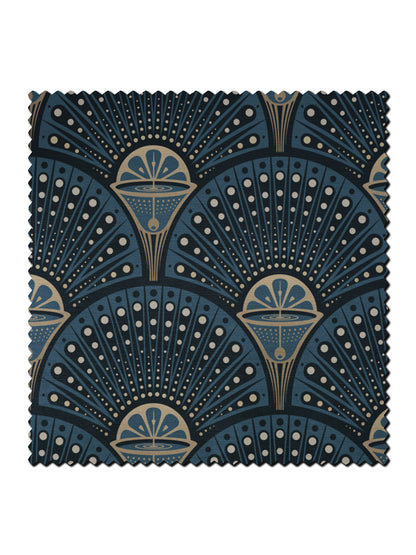 Deco Martini Velvet Fabric by Divine Savages in Midnight Gold, pattern swatch
