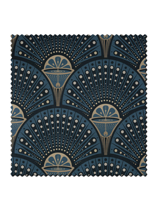 Deco Martini Velvet Fabric by Divine Savages in Midnight Gold, pattern swatch