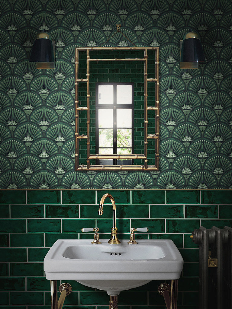Deco Martini Wallpaper by Divine Savages in Arsenic, room setting