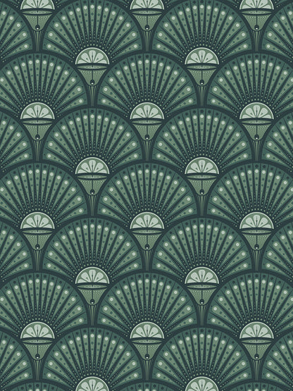 Deco Martini Wallpaper by Divine Savages in Arsenic, pattern swatch