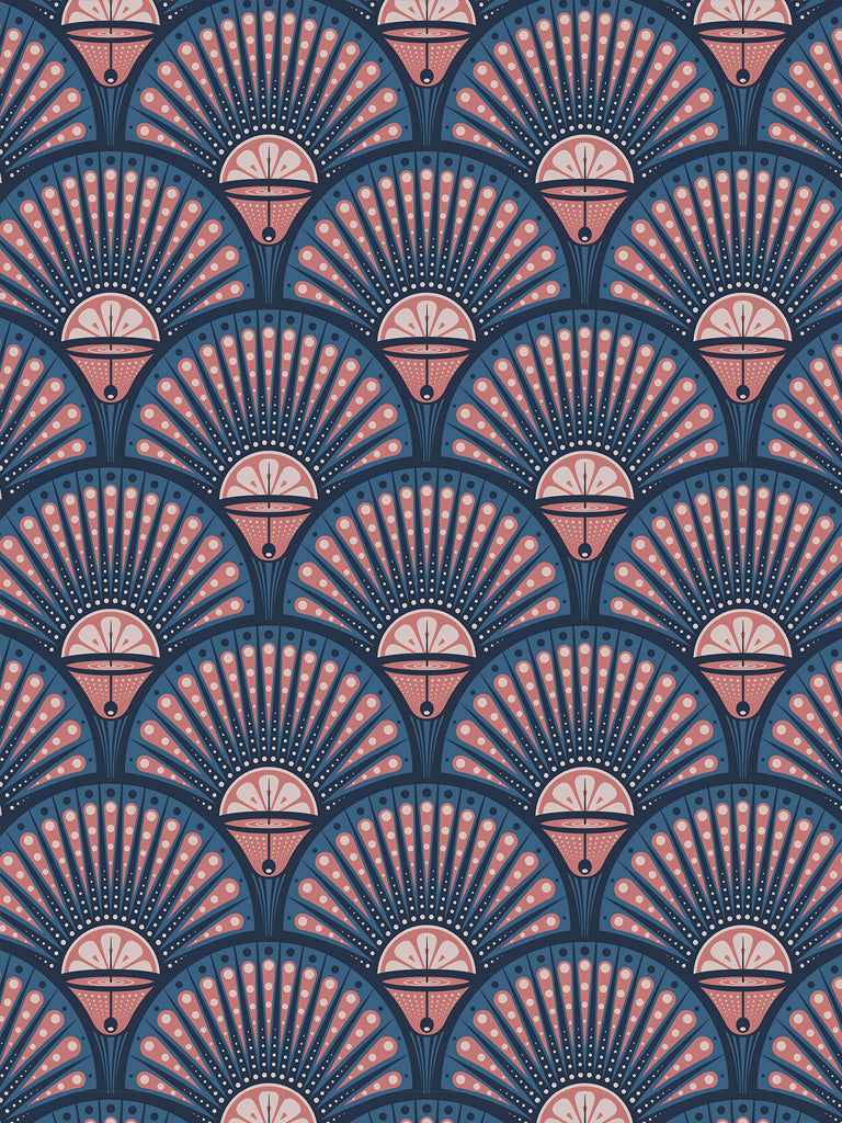 Deco Martini Wallpaper by Divine Savages in Blush, pattern swatch
