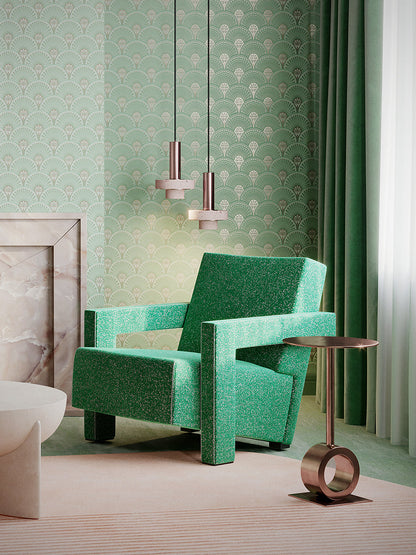 Deco Martini Wallpaper by Divine Savages in Copper Patina, room setting