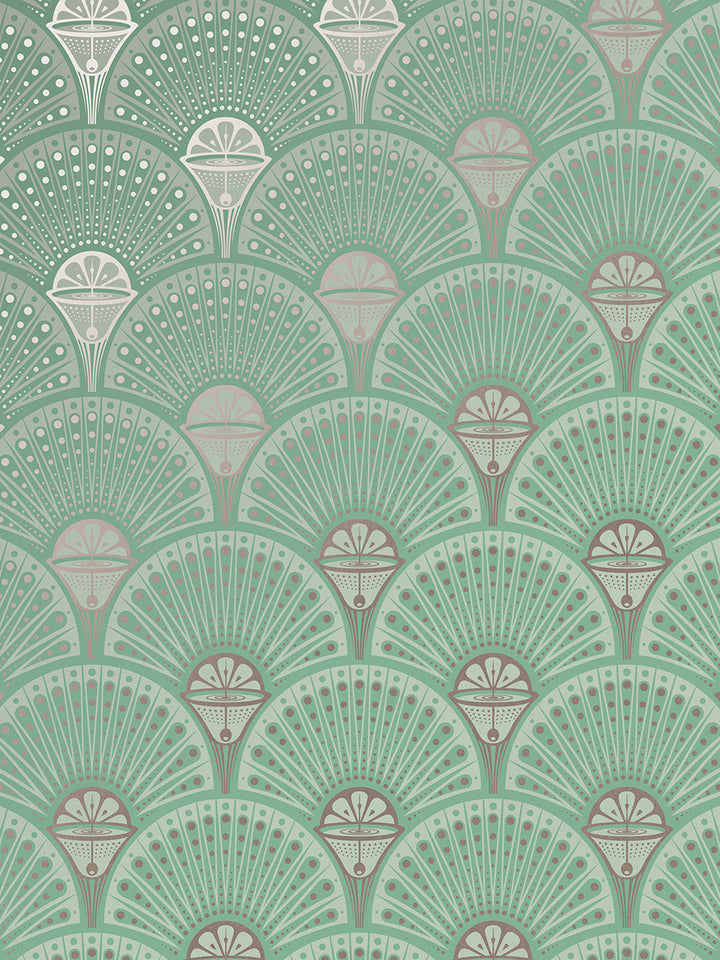 Deco Martini Wallpaper by Divine Savages in Copper Patina, pattern swatch